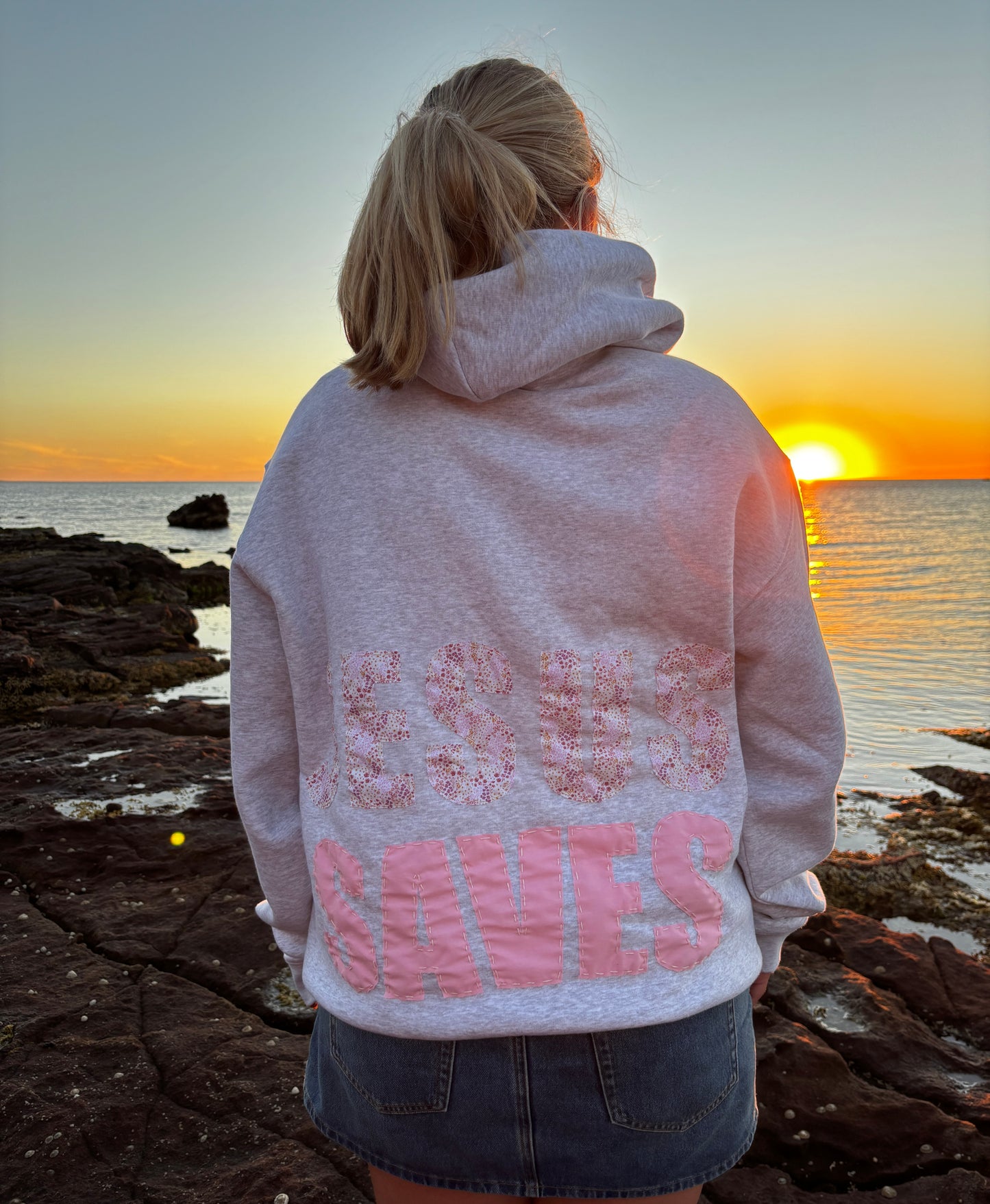 'Jesus Saves' Patch work hoodie